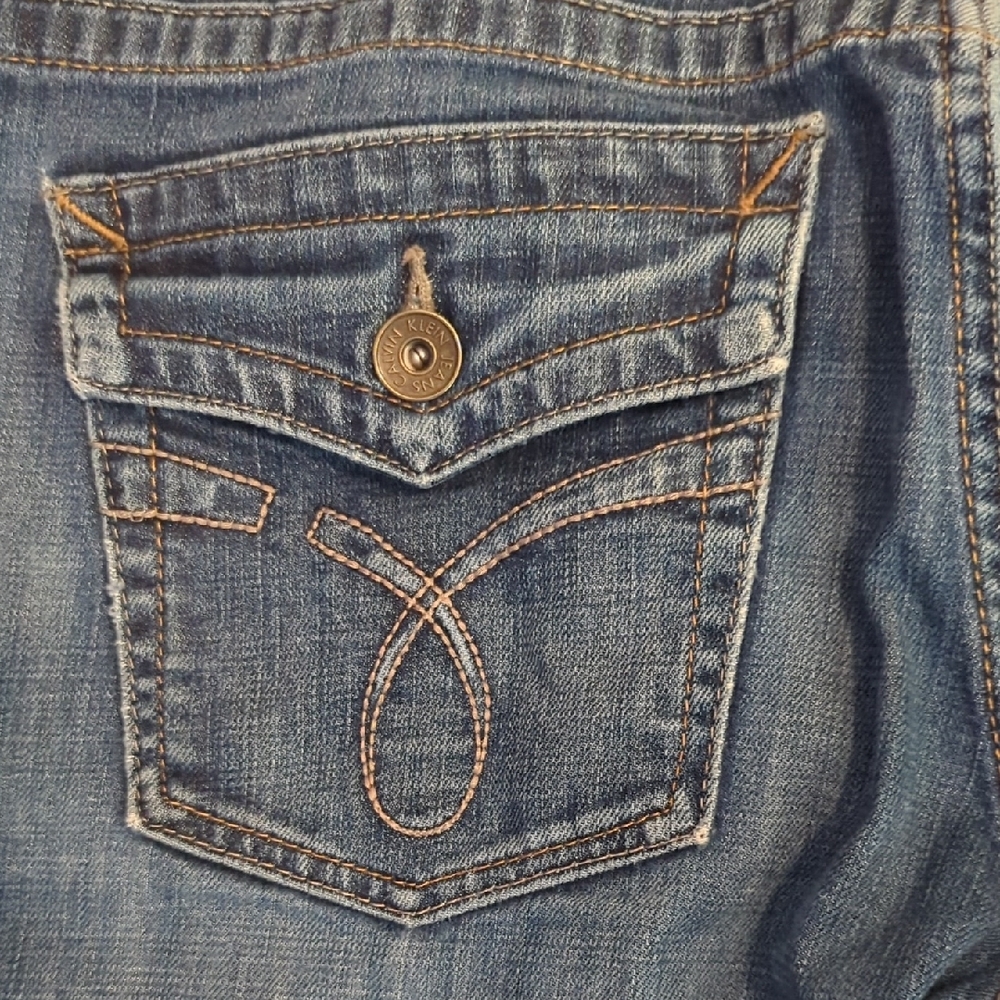 Calvin Klein Medium Wash‎ Flare Jeans Women's Size 14 Boho Retro - Picture 9 of 11
